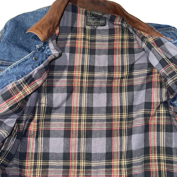 Geoffrey Beene Men’s Leather Collar Denim Jacket Size XL - Picture 5 of 9